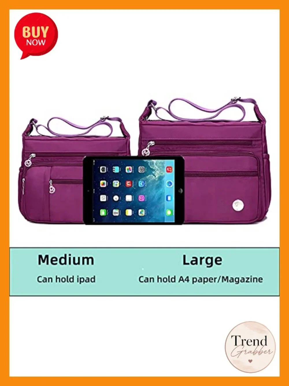 Waterproof Crossbody Bag Shoulder Purse Multi Pocket Messenger Daily Travel